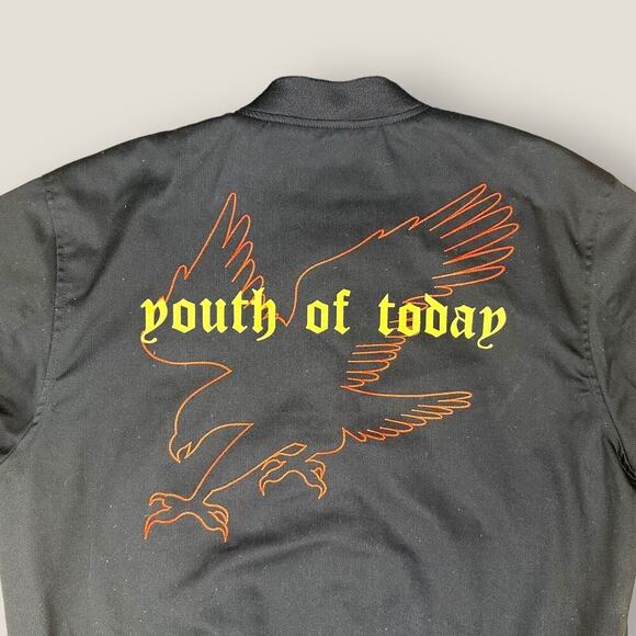 Forever 21 Men’s Youth of Today Black Bomber Jacket - Graphic Print, Size Large - Picture 3 of 6